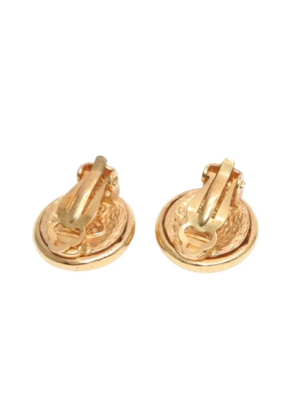 Chanel Vintage CC Logo Earrings 93 Metal Gold